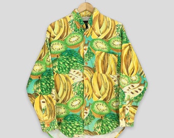 Vintage 80s Jams World Aloha Fruits Art Hawaii Shirt Small Pop Art Multicolor Banana Fruits Jams World Usa Shirt Hawaiian Button Up Size S