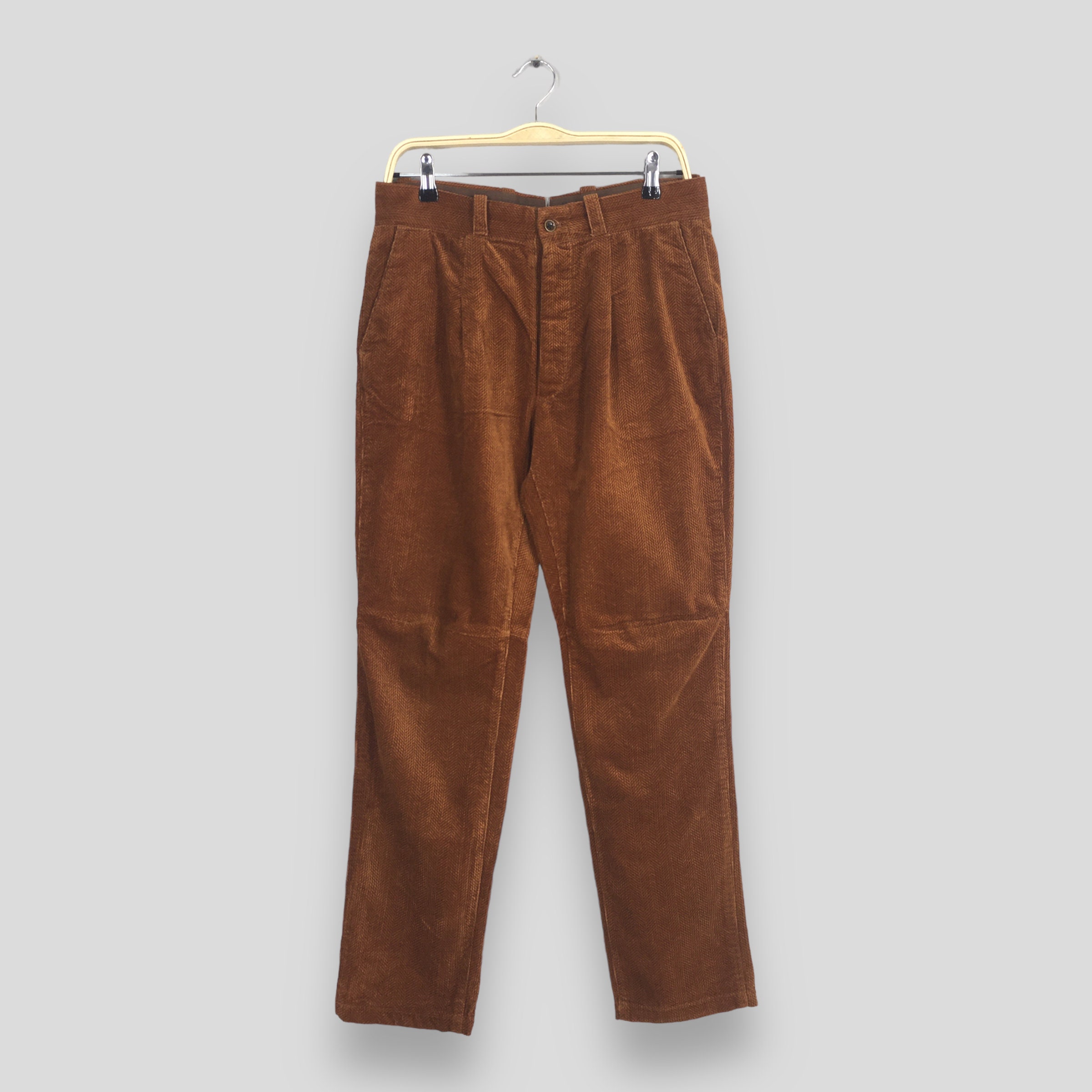 Size 31x29.5 Vintage Japan Brown Corduroy Straight Cut Pants 90's