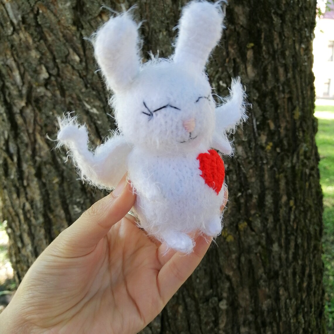 Little Bunny angel stuffed toy with heart / miniature Etsy