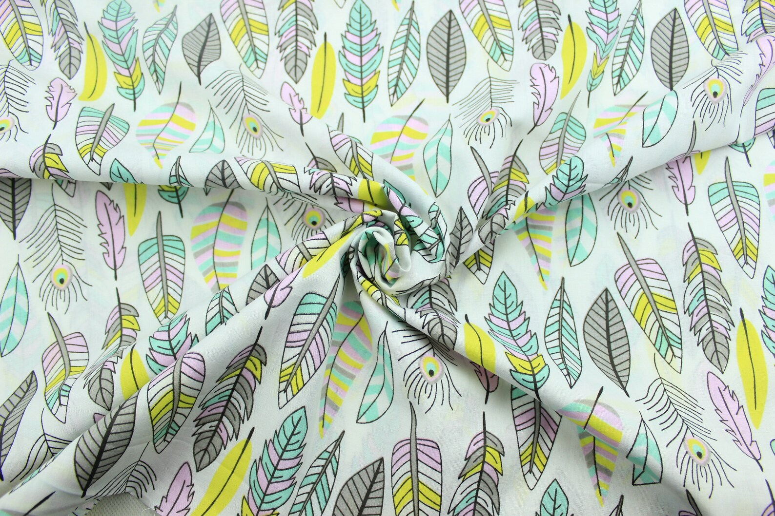Feather print fabric 100 cotton fabric Fabric by the Etsy