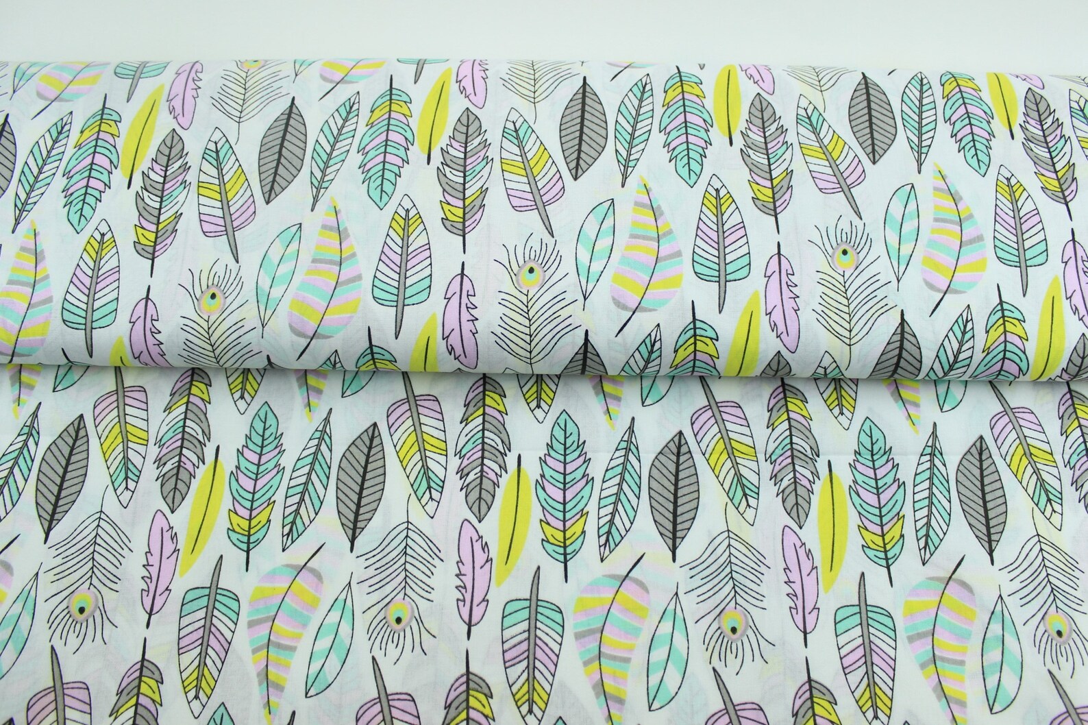 Feather print fabric 100 cotton fabric Fabric by the Etsy