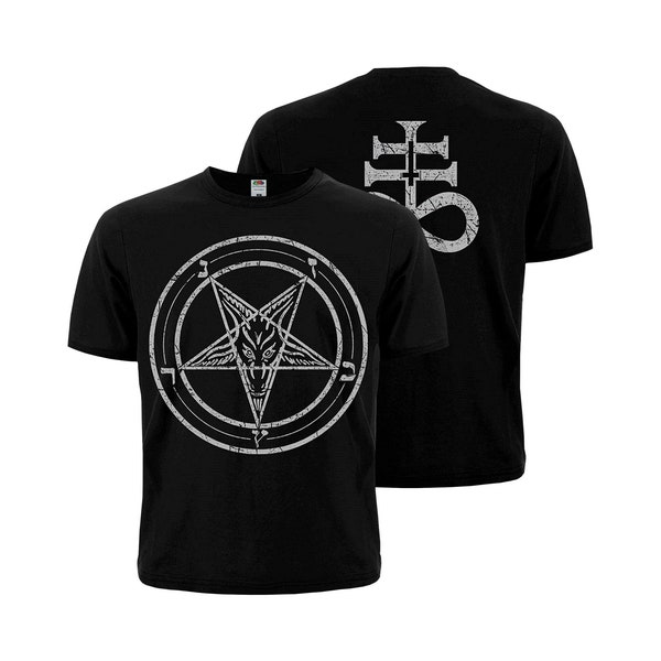Pentagram black T-Shirt. Occult symbolism, Baphomet, Lilith, Sigil, Beelzebub, Lucifer. Made in Ukraine. Pentacle with goat. Inverted cross.