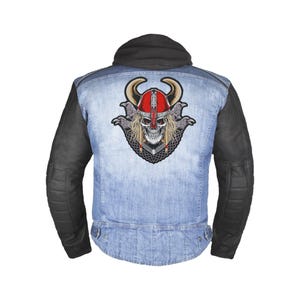 Back Patch Viking Skull with Ravens. Made in Ukraine. Accessory for rockers, metalheads, punks and bikers. Embroidered patch.