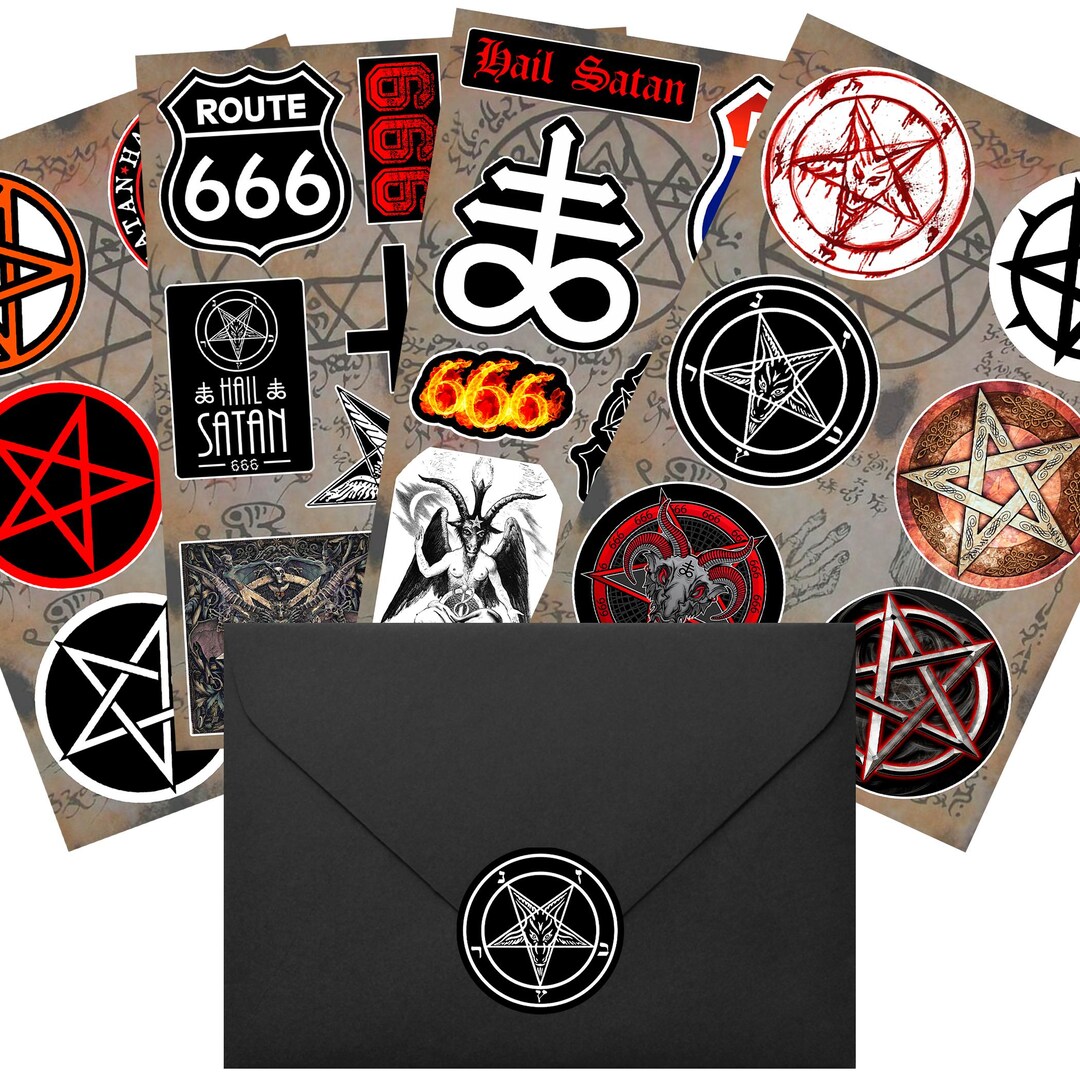 Occult Symbols Style Sticker Pack Gift Set. Baphomet, Satan, Pentagram ...