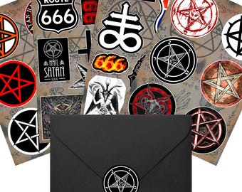 Occult Symbols Style Sticker Pack Gift Set. Baphomet, Satan, Pentagram, 666 Vinyl Stickers.