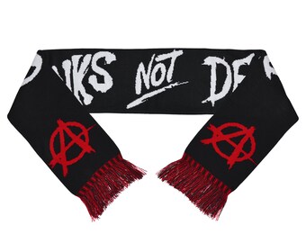 Punk's Not Dead Black Scarf, Anarchy Symbol, Rebel Style