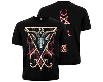 T-shirt OM3 Baphomet Homme - Crâne De Bouc Satanisme Pentagramme - 100% Coton Tailles S à 4XL