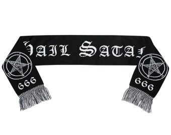 Baphomet Pentagram Scarf, Black Occult Satanic Knit