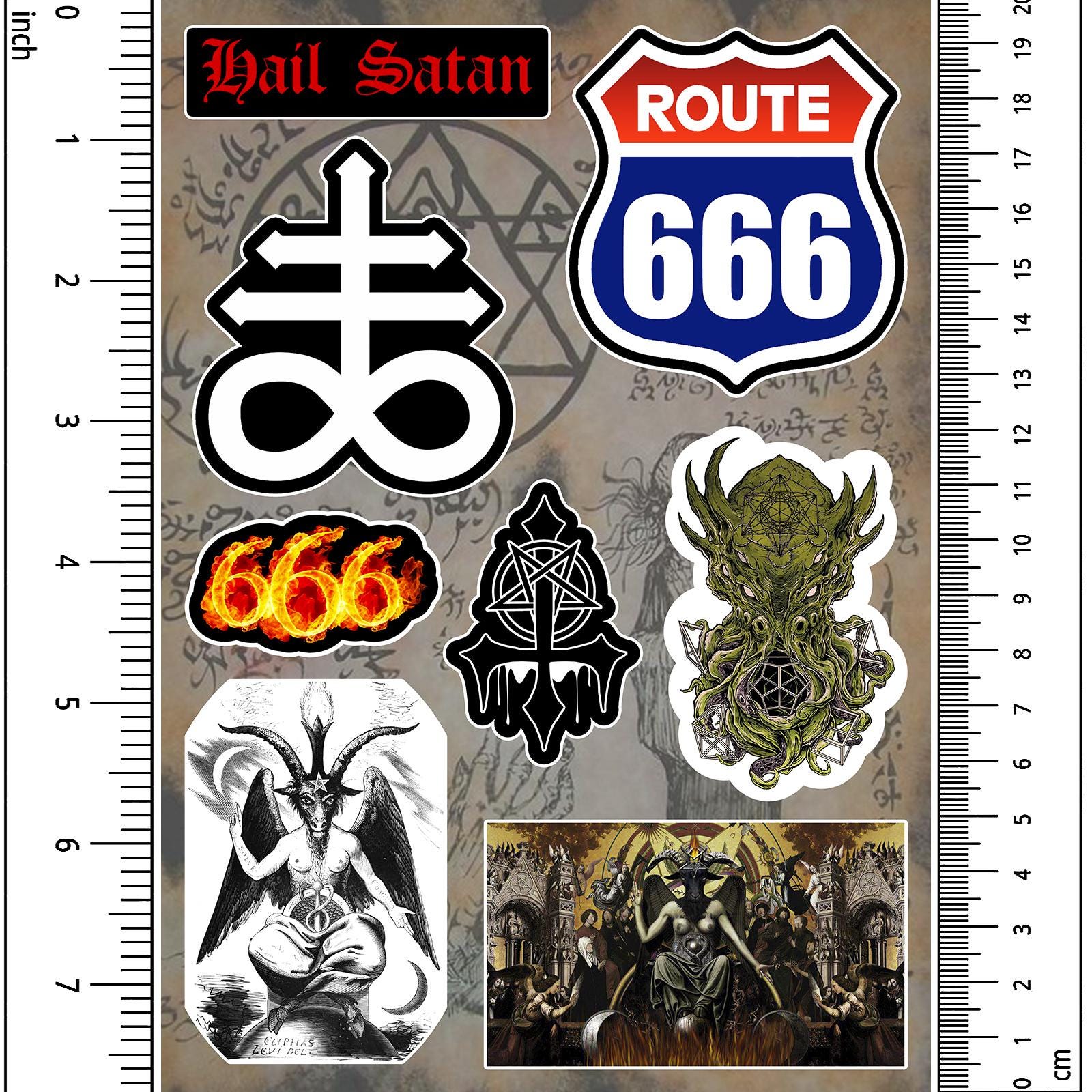 Occult Symbols Style Sticker Pack Gift Set. Baphomet, Satan, Pentagram ...