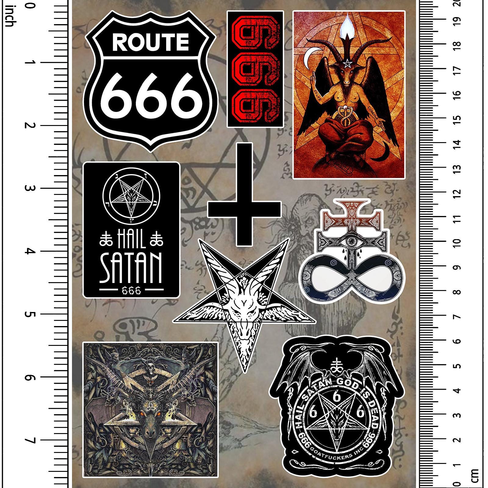 Occult Symbols Style Sticker Pack Gift Set. Baphomet, Satan, Pentagram ...