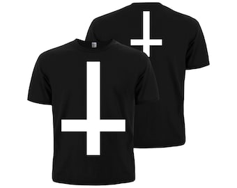 Inverted Cross T-Shirt: Gothic Satanic Occult Streetwear. Satan Style.