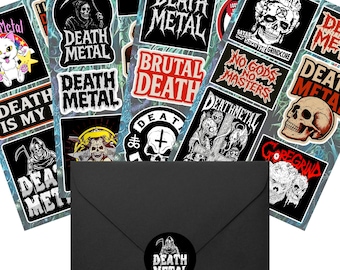 Death Metal Style Sticker Pack Gift Set. Grindcore Vinyl Stickers.
