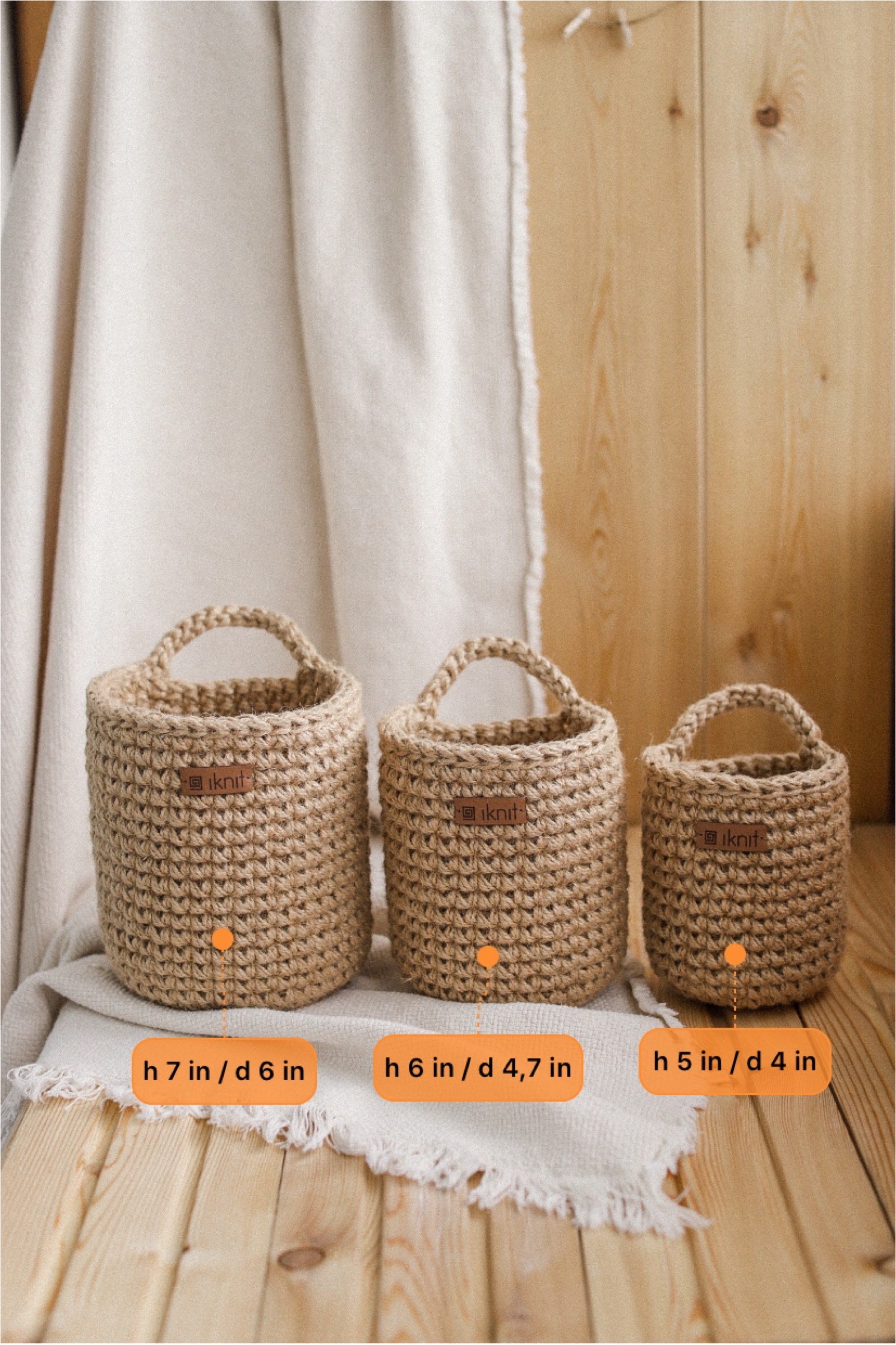 Hanging Jute Baskets. Set Of Wall Baskets. Storage Baskets in Etsy
