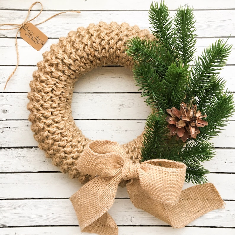 Christmas knitted wreat. PDF Pattern Knitted Wreath. DIY Etsy