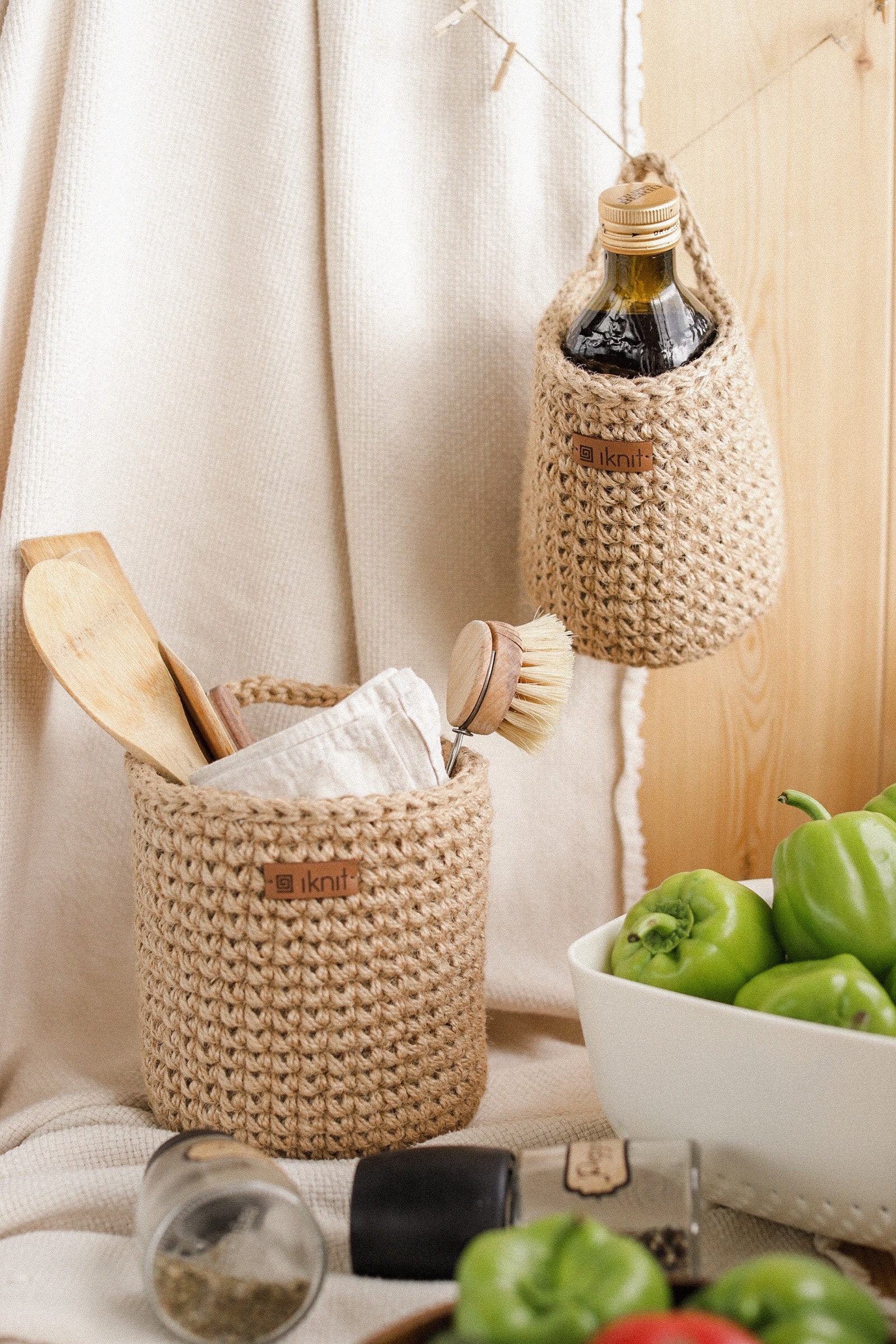 Set of two baskets | Wall hanging baskets | Storage baskets | Jute baskets
