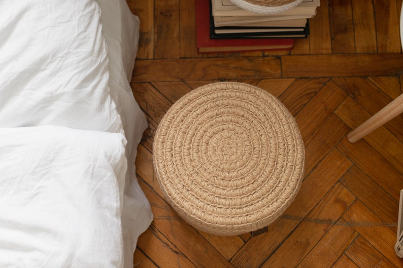 Jute Basket With Lid Storage Jute Basket Round Brown Etsy