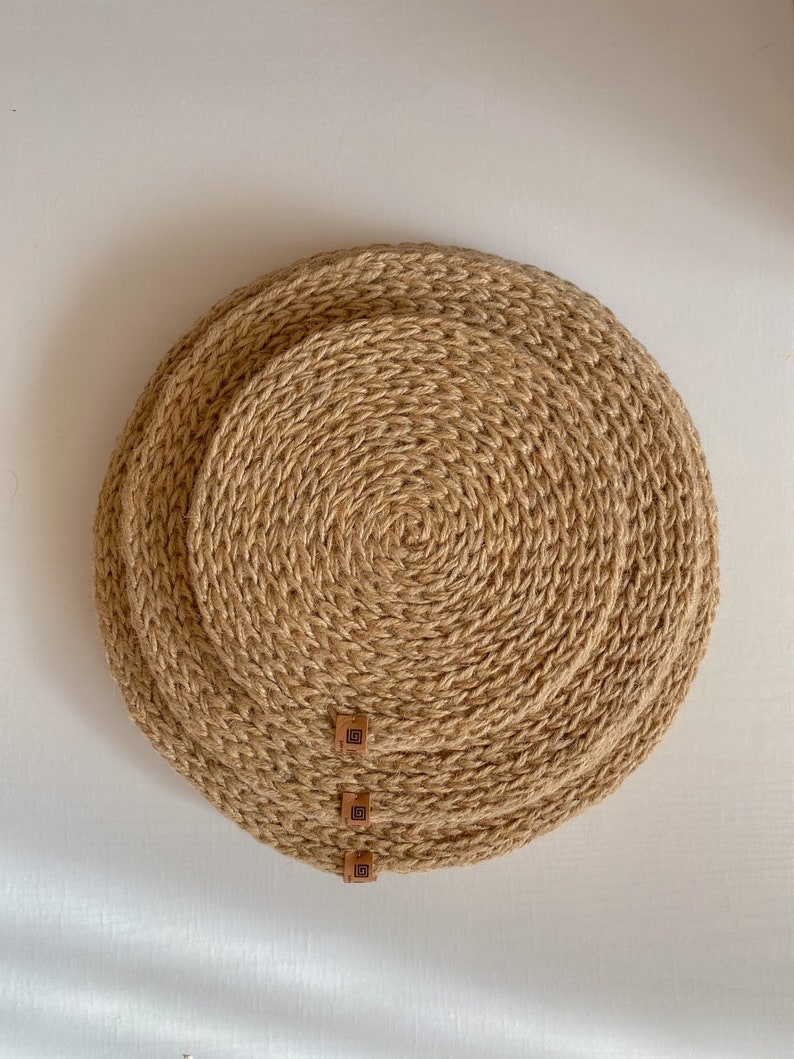Jute Placemats Set Round Placemats Crochet Jute Rope Etsy