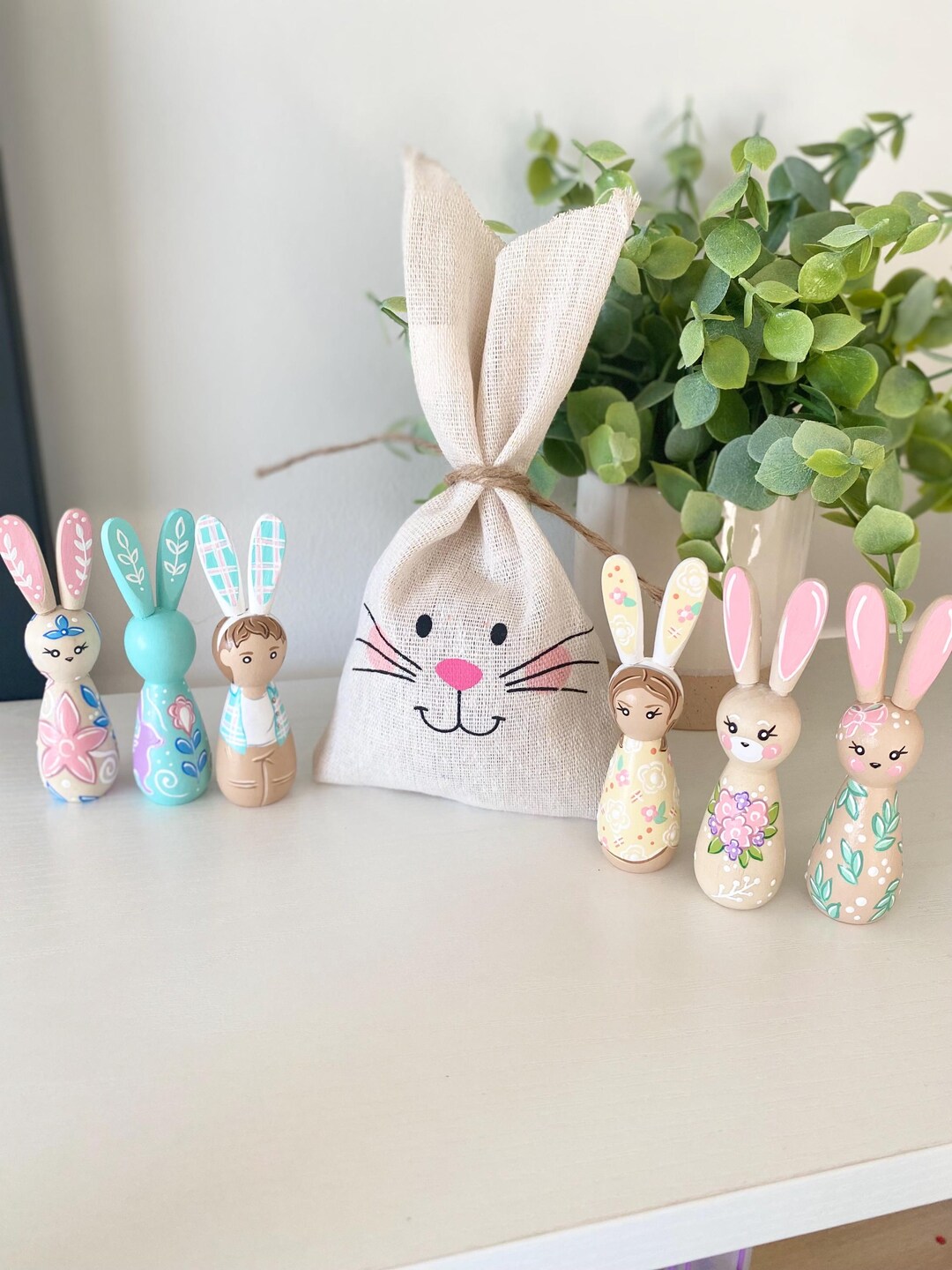Personalized Bunny Peg Doll; Wood Easter Bunny - Etsy