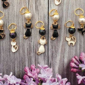 Maschenmarkierer Set (cat), Stitch marker Set, knitting jewellery, knit, crochet, Handgefertigte Maschenmarkierer, Notions