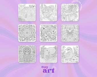 Mindful Escape Coloring Book – Calming Stress Relief Pages for Adults & Teens | Instant PDF Download