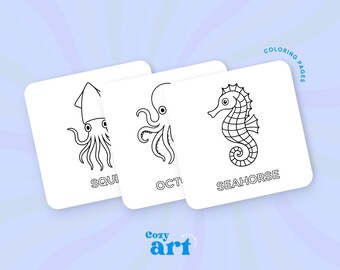 Sea Animals Coloring Pages for Kids | Ocean Life Line Art (Printable PDF)