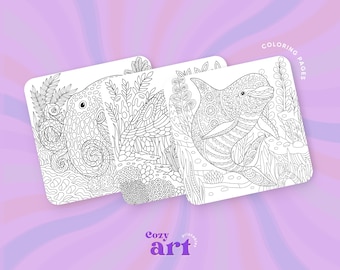 Relaxing Animals Coloring Book | Mindfulness Art, Stress Relief (Printable PDF)