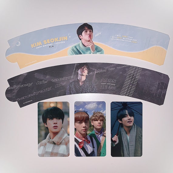 Bts Jin And Taehyung Birthday Cup Sleeves With Photocards Etsy Bts Jin And Taehyung Birthday Cup Sleeves With Photocards Etsy