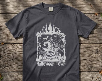 Vintage Halloween Town Graphic Tee, Spooky Pumpkin Fall Shirt
