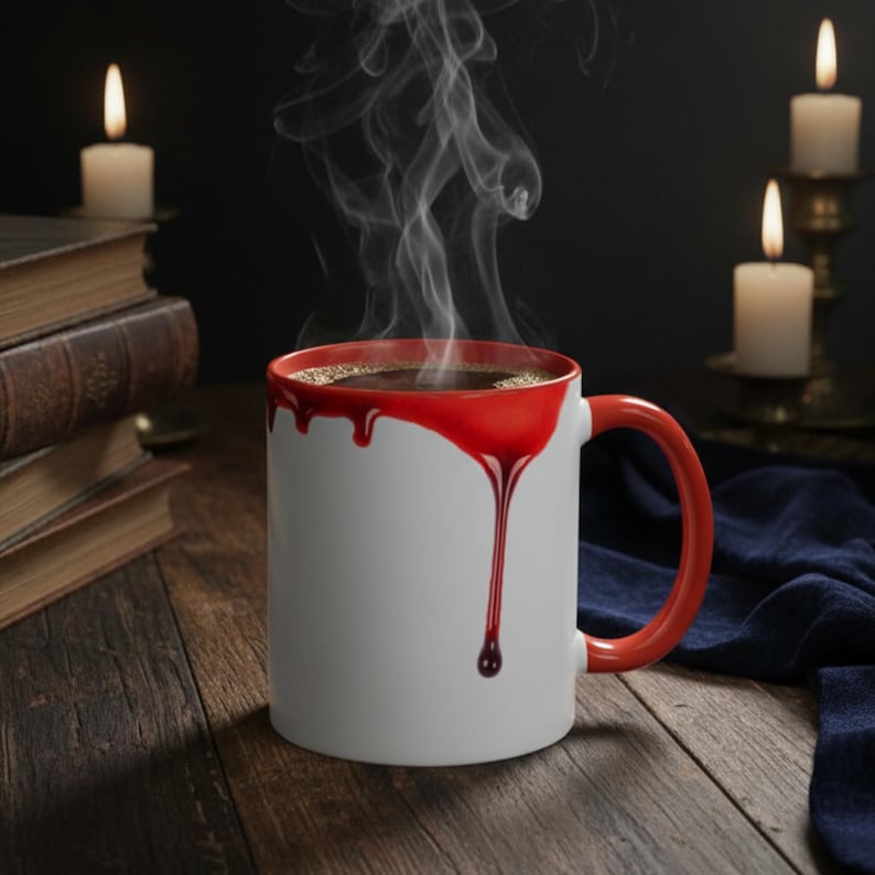 Dripping Blood Mug Horror Gifts, Gothic Vampire Mug, Halloween Gothic Drinkware, Spooky Horror Gift, Goth Mug for Horror LoversGift image 2