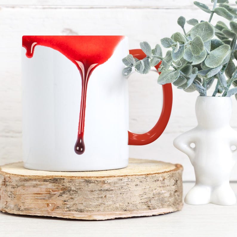 Dripping Blood Mug Horror Gifts, Gothic Vampire Mug, Halloween Gothic Drinkware, Spooky Horror Gift, Goth Mug for Horror LoversGift image 4