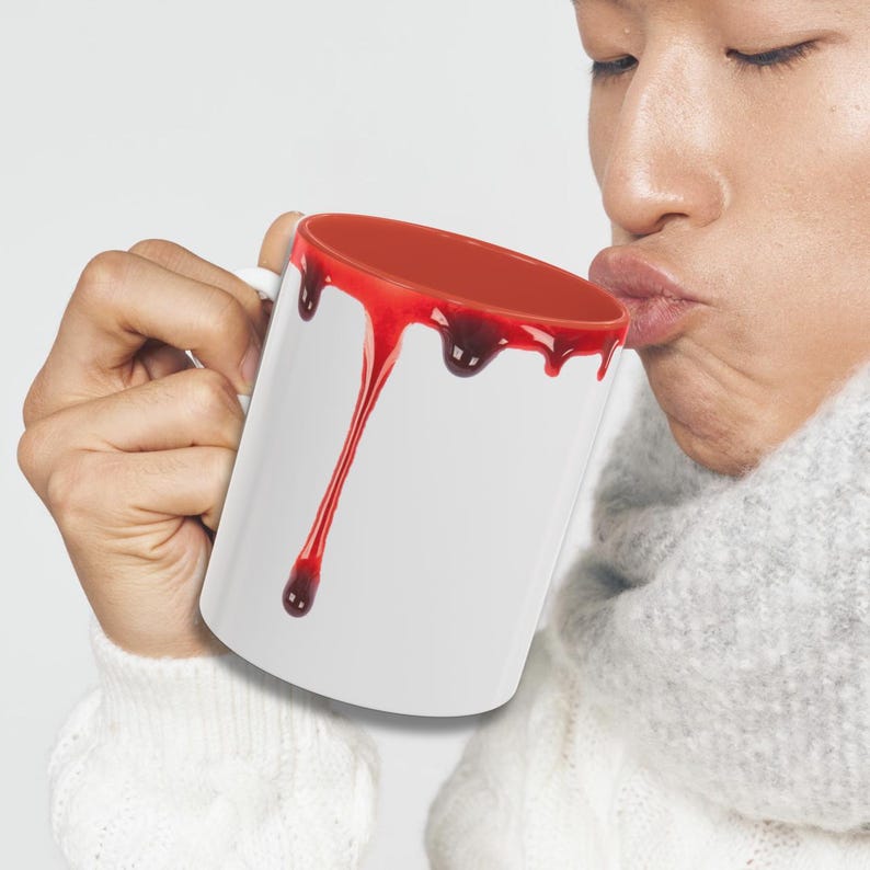 Dripping Blood Mug Horror Gifts, Gothic Vampire Mug, Halloween Gothic Drinkware, Spooky Horror Gift, Goth Mug for Horror LoversGift image 6