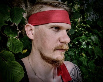 John Rambo Bandana / Headband / Sweatband - for Cosplay & Merchandising - Replica from the Hero Movie / Cinema / Video Game - Color: RED
