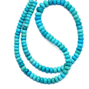 Rare Turquoise Gemstone 4mm-6mm Smooth Rondelle Beads ~ 12inch Strand ~ Natural Arizona Rare Turquoise Semi Precious Gemstone Loose Beads