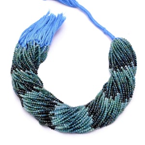 Natural Blue Tourmaline 2mm-3mm Micro Faceted Round Beads ~ AAA+ Indicolite Tourmaline Semi Precious Gemstone Loose Beads ~ 13inch Strand