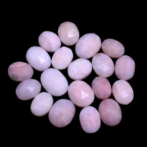 Pink Opal Faceted Oval Rose Cuts ~ Natural Pink Opal Loose 10mm-14mm Oval Shape Cabs ~ Pink Opal Fancy Rose Cut Cabs For Jewelry