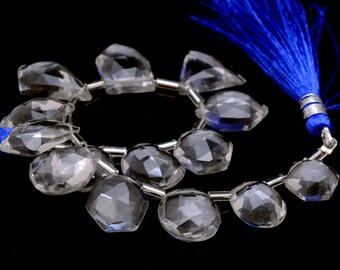 Cristal de quartz, 9 x 12 mm-15 x 19 mm, perles fantaisies taillées en rose, percées sur les côtés ~ Cristal de quartz naturel, pierres semi-précieuses, lâches à dos plat