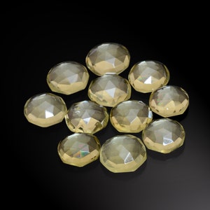 Lemon Quartz Faceted Round Rose Cuts ~ Natural Yellow Lemon Loose 10mm-13mm Round Shape Cabs ~ Lemon Quartz Fancy Rose Cut Cabs For Jewelry