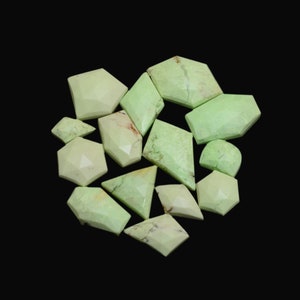 Lemon Chrysoprase Semiprecious Gemstone 7x10.5mm-12.5x19mm Loose Faceted Rosecut Cabochon ~ Natural Lemon Chrysoprase Flat Back Cabs Mix Lot