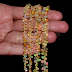Natural Yellow Ethiopian Welo Opal Faceted Teardrop Briolette Beads ~ AAA+ Honey Ethiopian Fire Opal Precious Gemstone Loose Drops~8" Strand