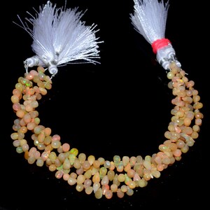 Natural Ethiopian Welo Opal Faceted Teardrop Briolette Beads ~ AAA+ Yellow Fire Ethiopian Opal Precious Gemstone Loose Drops ~ 8inch Strand