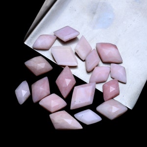 Ópalo rosa natural facetado en forma de rombo ~ Cabujones de ópalo rosa sueltos de 12 mm a 18 mm con forma de diamante ~ Cabujones de ópalo rosa con corte de rosa elegante