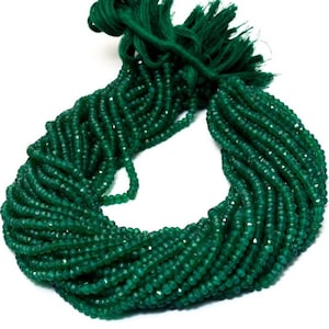 Natural Green Onyx 4mm-5mm Faceted Rondelle Beads ~ AAA+ Green Onyx Semi Precious Gemstone Loose Beads for Jewelry Making ~ 13inch Strand
