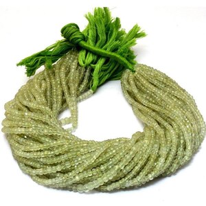Natural Prehnite Gemstone 3mm-4mm Faceted Loose Rondelle Beads ~ 13inch Strand ~ Prehnite Semi Precious Gemstone Beads for Jewelry Making