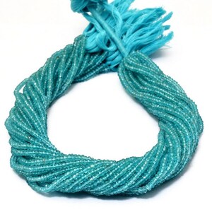 Natural AAA+ Sky Apatite 3mm-4mm Faceted Rondelle Beads ~ Sea Blue Apatite Semi Precious Gemstone Loose Rondelle Beads ~ 13inch Strand