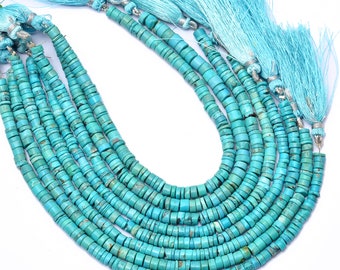 TRQ-013 AAA Quality 14 Inch Strand Size-6-10mm Approx Natural Arizona Turquoise Smooth Tube Shape Beads