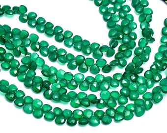 Green Onyx Box Beads Faceted Beads 8mm 8 Inch Strand 29 Pieces Approx 7mm