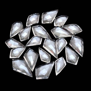 Clear Crystal Quartz Faceted Kite Rose Cut ~ Natural Rock Crystal Loose 16mm-20mm Kite Shape Cabs ~ Crystal Fancy Rose Cut Cabs For Jewelry