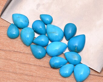 Cabujón de turquesa natural de 6 x 8 mm a 9 x 12 mm con parte trasera plana y lisa ~ Piedra preciosa turquesa de Arizona ~ Lote de cabujones de turquesa ~ Piedras preciosas sueltas