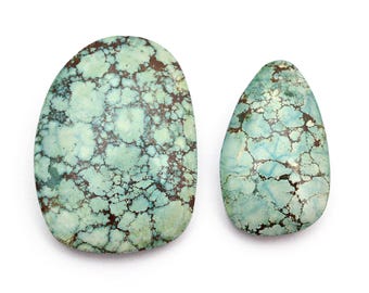 Piedra preciosa turquesa natural de 27 mm a 33 mm, lisa, de forma libre, cabujones sueltos con parte trasera plana para joyería.
