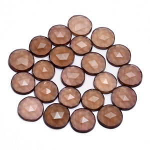 Smoky Quartz Faceted Round Rose Cut ~ Natural Brown Smoky Loose 10mm-13mm Round Shape Cabs ~ Smokey Quartz Fancy Rose Cut Cabs For Jewelry